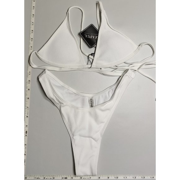NWT ZAFUL Small Triangle White bikini set - Picture 1 of 6